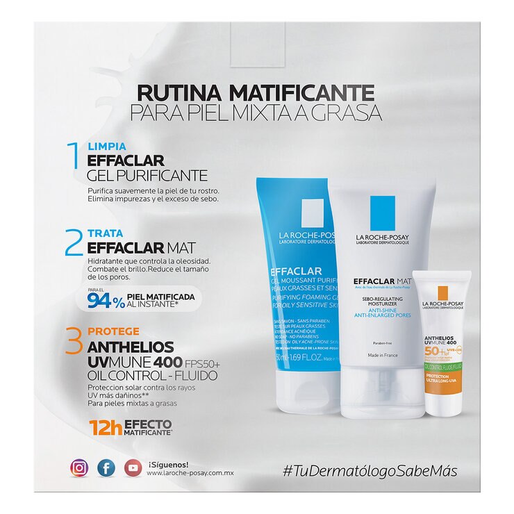 La Roche Posay Effaclar Mat + Effaclar Gel 50 ml + Anthelios Oil 3 ml — Imagen 2 de 3