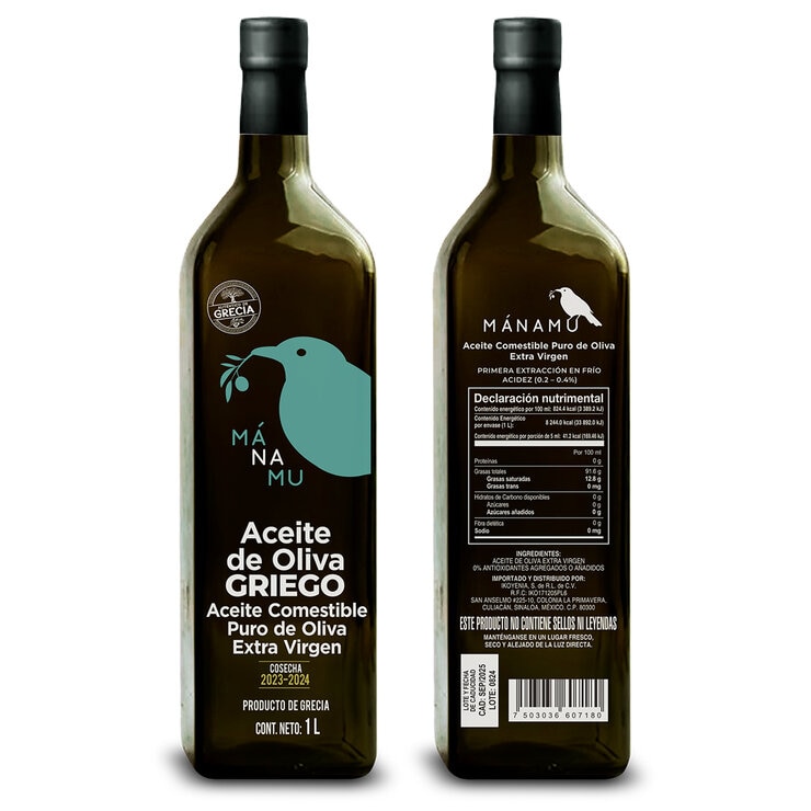 Mánamu Aceite De Oliva Extra Virgen Griego 1 l — Imagen 3 de 3