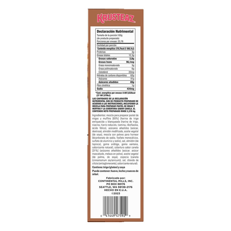 Krusteaz Harina para Preparar Pastel de Migas sabor Canela 1.7 Kg — Imagen 2 de 3