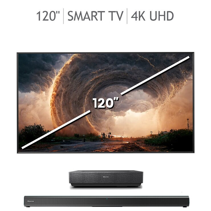 Hisense Pantalla 120" Laser TV UHD 4K Google TV + Barra HS205 — Imagen 1 de 4