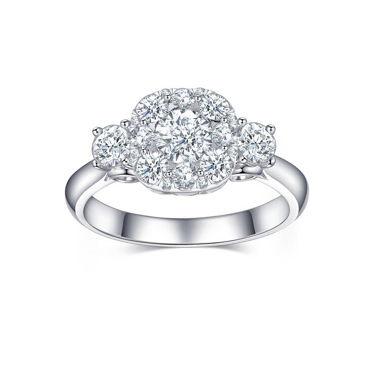 Anillo de Compromiso, 1.33ctw Diamantes, Oro Blanco de 14Kt — Imagen 1 de 4