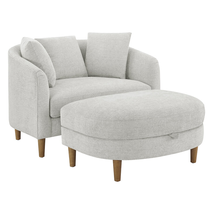 Thomasville, Silla Decorativa de Tela con Otomano de Almacenamiento — Imagen 4 de 4