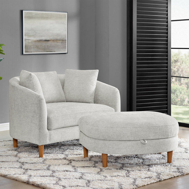 Thomasville, Silla Decorativa de Tela con Otomano de Almacenamiento — Imagen 1 de 4