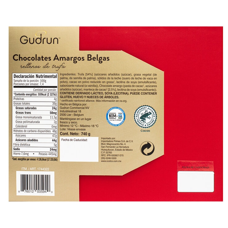 Gudrun Chocolates Amargos Belgas rellenos de Trufa 740 g — Imagen 2 de 2