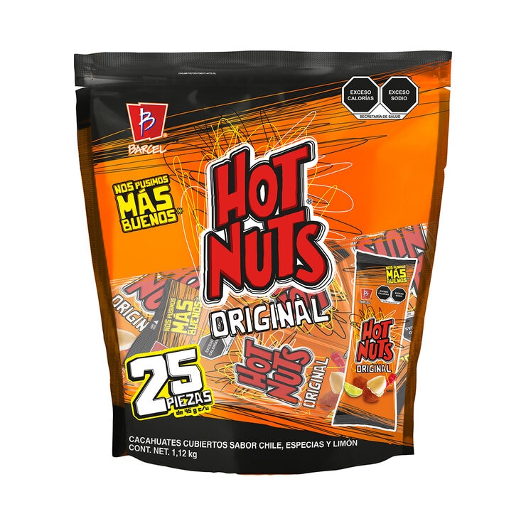Hot Nuts Cacahuates Cubiertos Sabor Chile y Limón 25 pzas de 45 g — Imagen 1 de 4