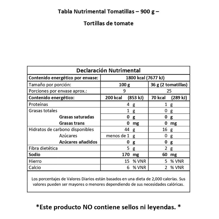 Tomatillas Tortillas De Jitomate 900 g — Imagen 2 de 4