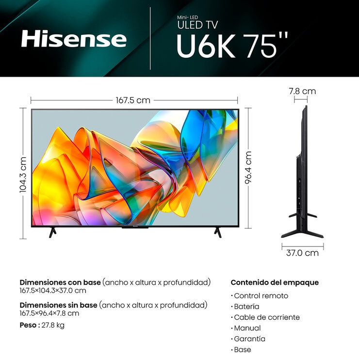 Hisense Pantalla 75" 4K UHD Google TV — Imagen 4 de 4