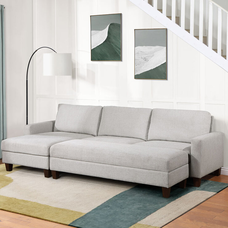 Northridge Home, Sofá Seccional de Tela con Otomano para Almacenamiento — Imagen 1 de 4