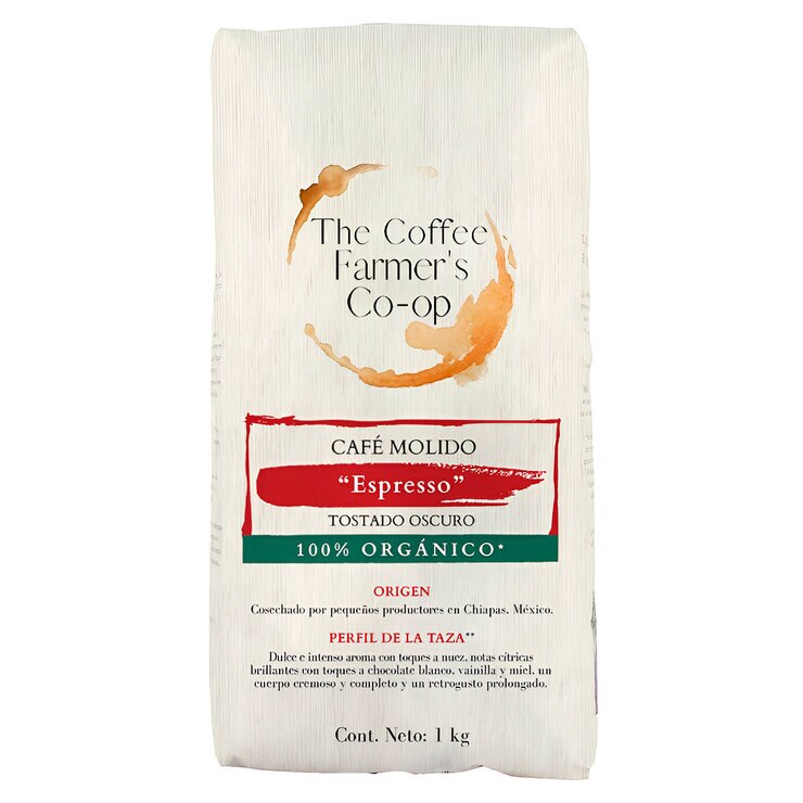 The Coffee Farmer’s Coop Café Molido Espresso Tostado Oscuro 100% Orgánico 1 kg — Imagen 1 de 4