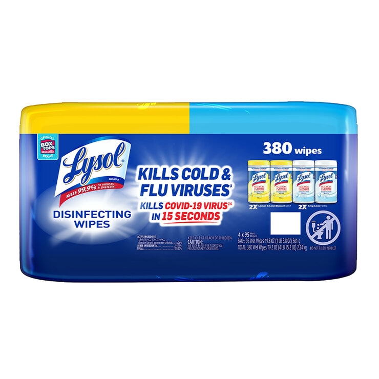 Lysol Toallas Desinfectantes 4 pzas con 95 Toallitas cada una — Imagen 1 de 3