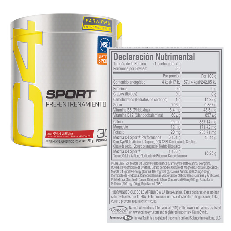 C4 Sport Pre Entrenamiento Ponche de Frutas 210 grms — Imagen 3 de 4