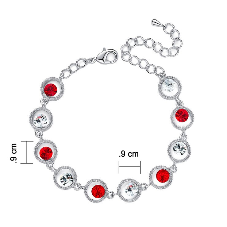 Mayfer, Pulsera con Cristal Austríaco, Rojo y Blanco — Imagen 2 de 2