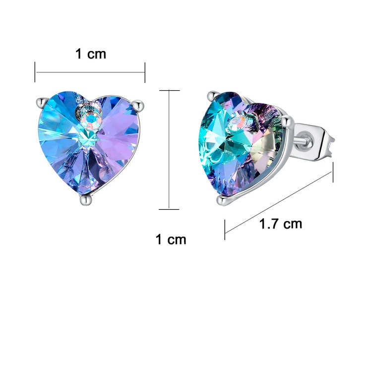 Mayfer, Aretes  en Forma de Corazón con Cristal Austríaco, Color Violeta