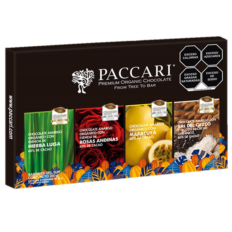 Paccari Surtido de Chocolates Orgánicos Premium 4 pzas de 50 g — Imagen 1 de 3