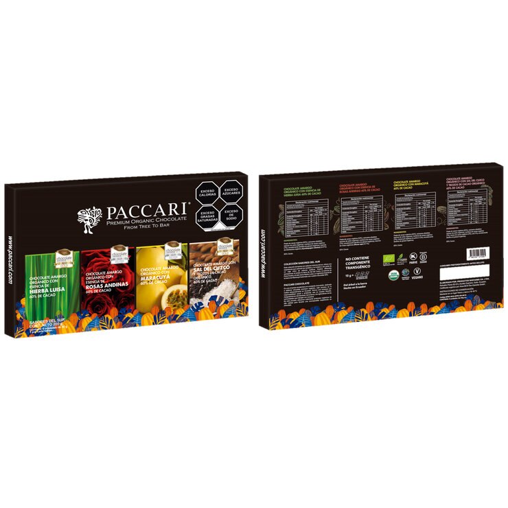 Paccari Surtido de Chocolates Orgánicos Premium 4 pzas de 50 g — Imagen 2 de 3