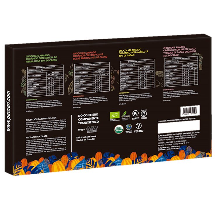 Paccari Surtido de Chocolates Orgánicos Premium 4 pzas de 50 g — Imagen 3 de 3