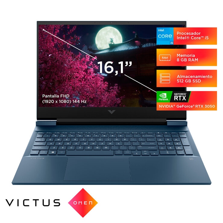 HP Victus Gaming 16-d0537la 16" Full HD Intel Core i5 8GB 512GB SSD + Headset HyperX — Imagen 3 de 4