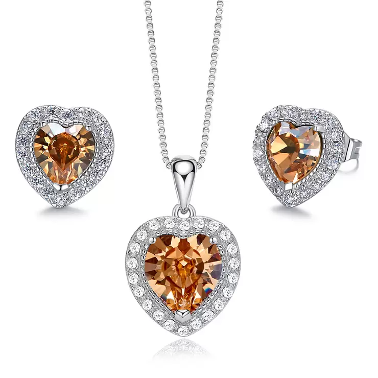 Mayfer, Juego de Aretes y Dije en Forma de Corazón, Varios Colores — Imagen 2 de 4
