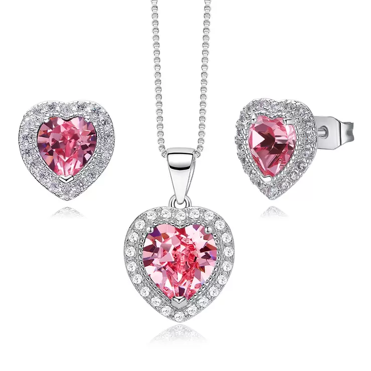 Mayfer, Juego de Aretes y Dije en Forma de Corazón, Varios Colores — Imagen 3 de 4