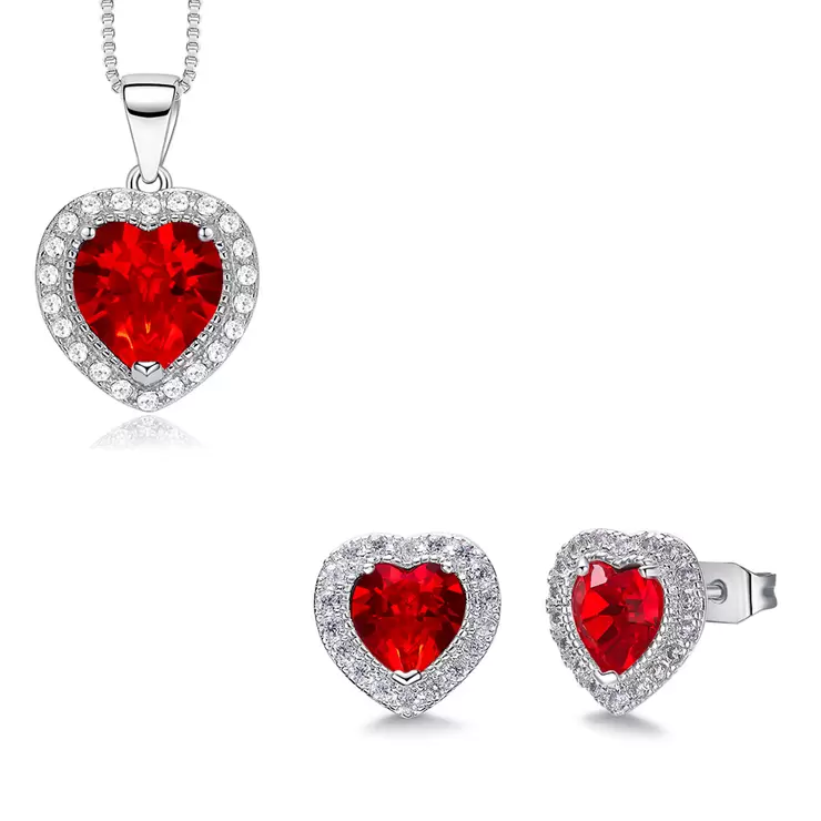 Mayfer, Juego de Aretes y Dije en Forma de Corazón, Varios Colores — Imagen 1 de 4
