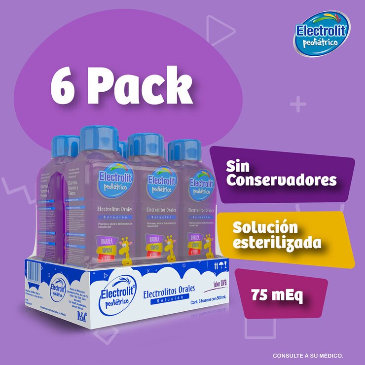 Electrolit Pediátrico 6 frascos sabor uva 500ml c/u — Imagen 4 de 4
