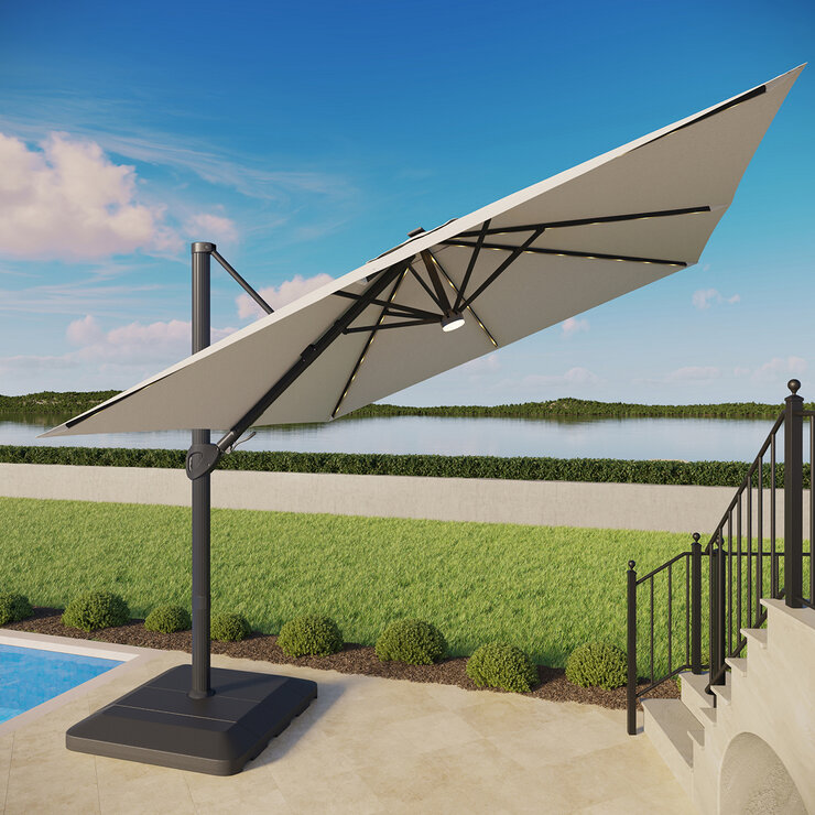 Seasons Sentry, Sombrilla en voladizo con base y luz LED — Imagen 2 de 4