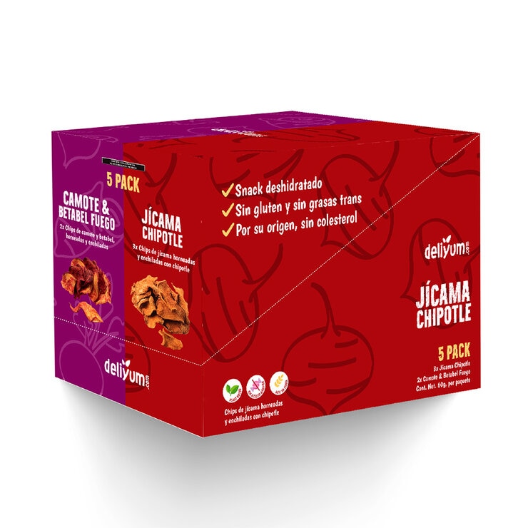 Deliyum.com 5 Pack Mix de Vegetales Deshidratados Camote Chipotle y Betabel Fuego 5 de 60 g — Imagen 1 de 4