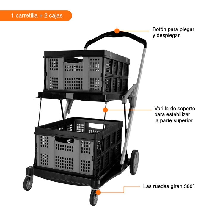 AG Box, Carro de Compras Plegable con Canastas — Imagen 2 de 4