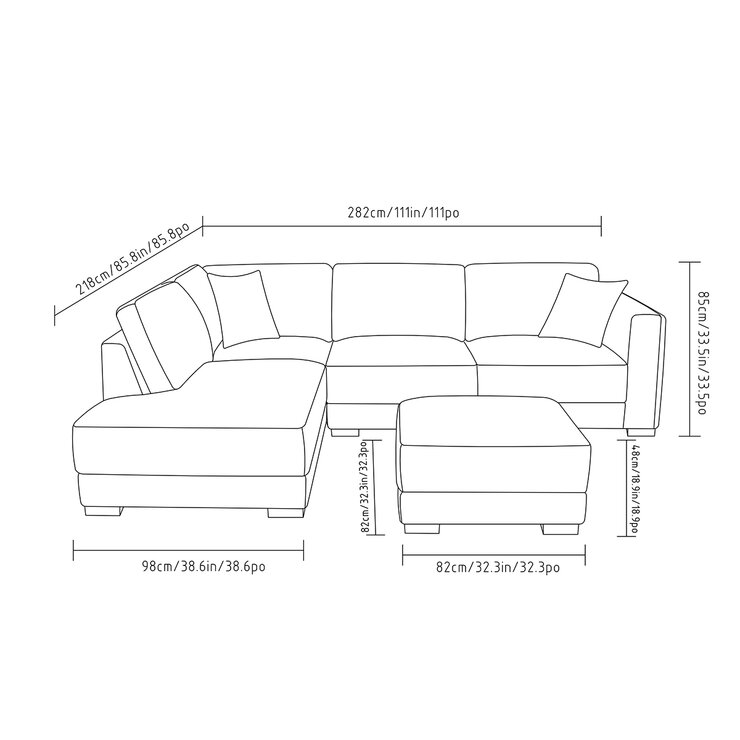 Synergy Home Furnishings Sofá Seccional de Tela con Otomano — Imagen 2 de 4