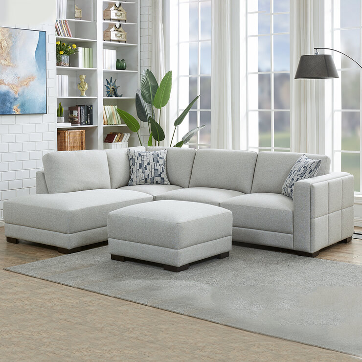 Synergy Home Furnishings Sofá Seccional de Tela con Otomano — Imagen 1 de 4