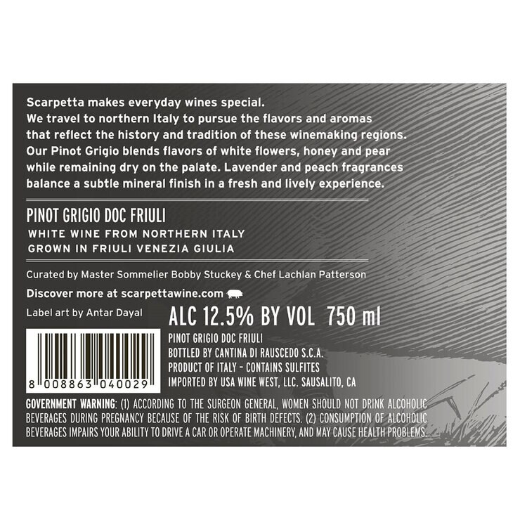 Vino Blanco Scarpetta Pinot Grigio 750ml — Imagen 3 de 4