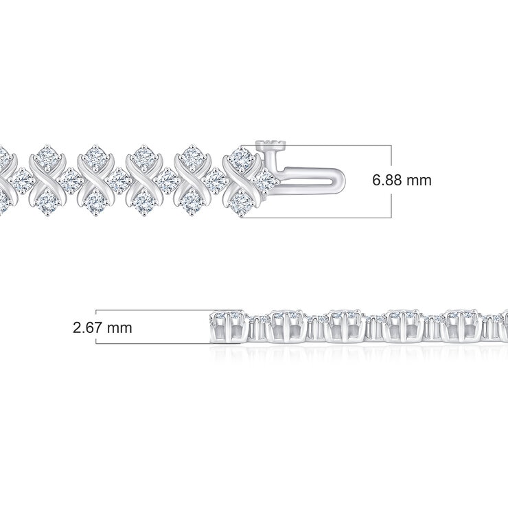 2.65ctw, Pulsera Tenis de Diamantes, Corte Redondo Brillante, Oro Blanco 14K — Imagen 2 de 4