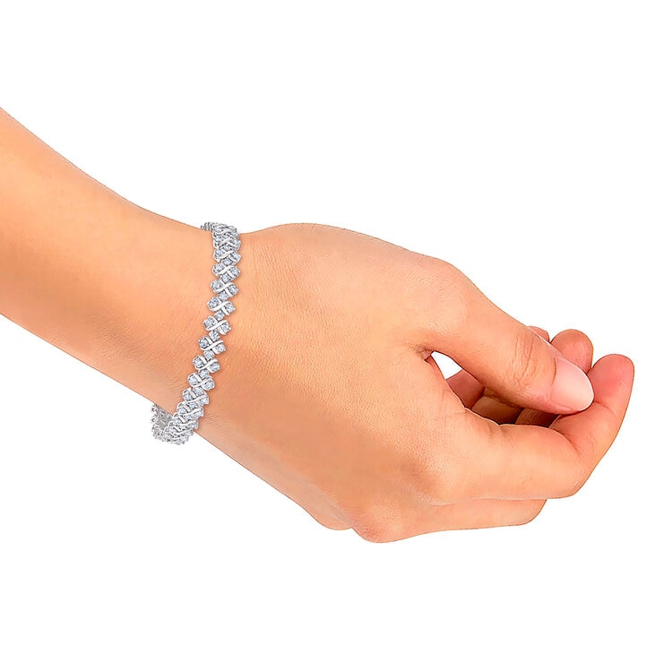 2.65ctw, Pulsera Tenis de Diamantes, Corte Redondo Brillante, Oro Blanco 14K — Imagen 4 de 4