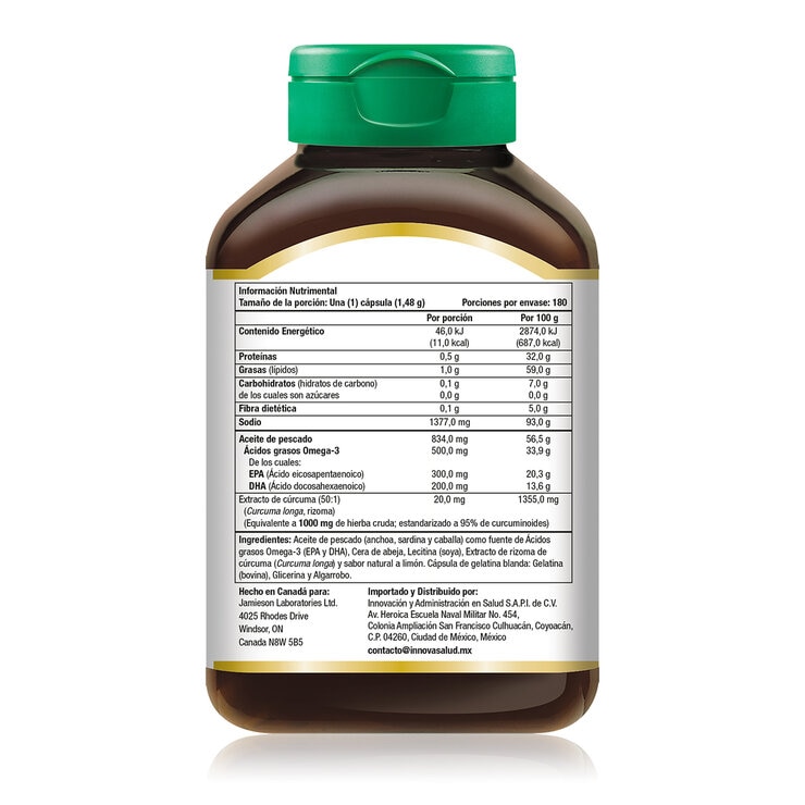 Jamieson Omega-3+Turmeric 180 cápsulas — Imagen 3 de 3