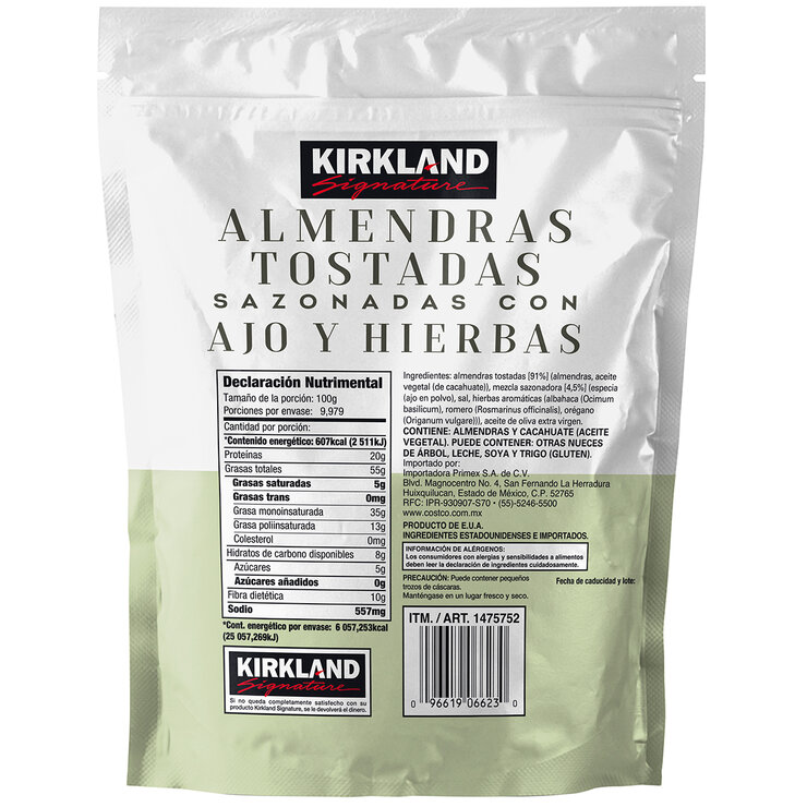Kirkland Signature Almendras Tostadas Sazonadas con Ajo y Hierbas 998 g — Imagen 2 de 2