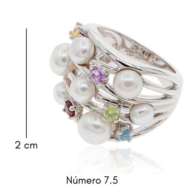 Mayfer, Anillo de Plata con Perla de Río y Piedra Semi Preciosa — Imagen 2 de 3