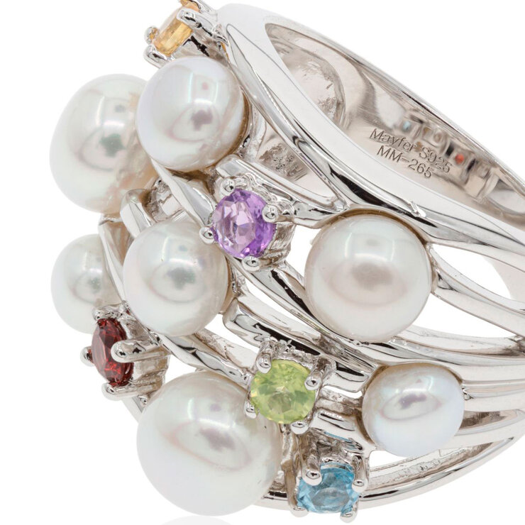 Mayfer, Anillo de Plata con Perla de Río y Piedra Semi Preciosa — Imagen 3 de 3