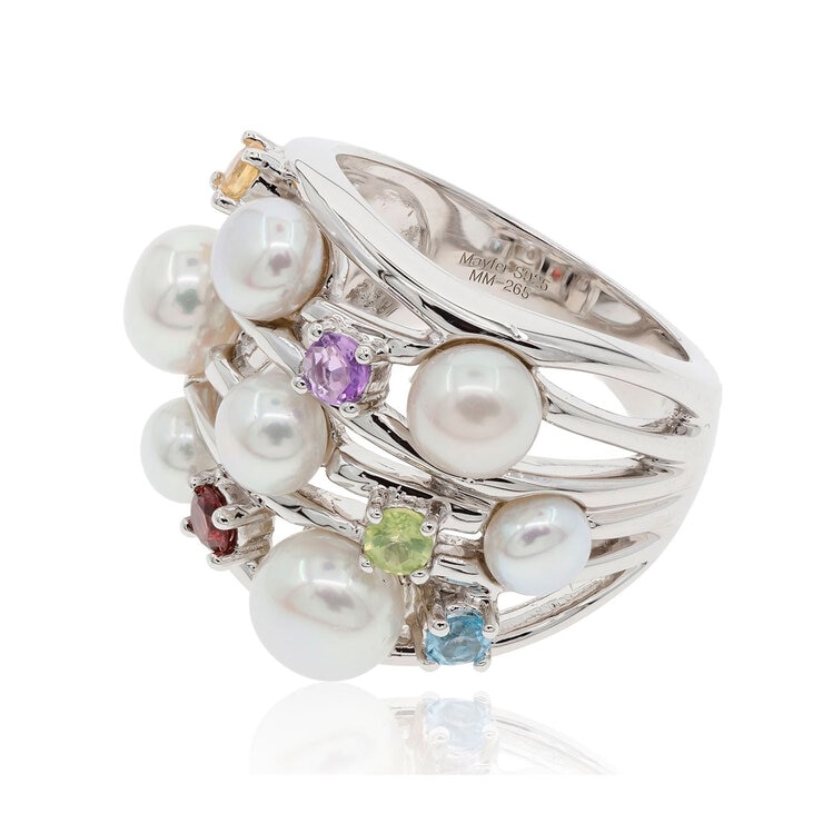 Mayfer, Anillo de Plata con Perla de Río y Piedra Semi Preciosa — Imagen 1 de 3