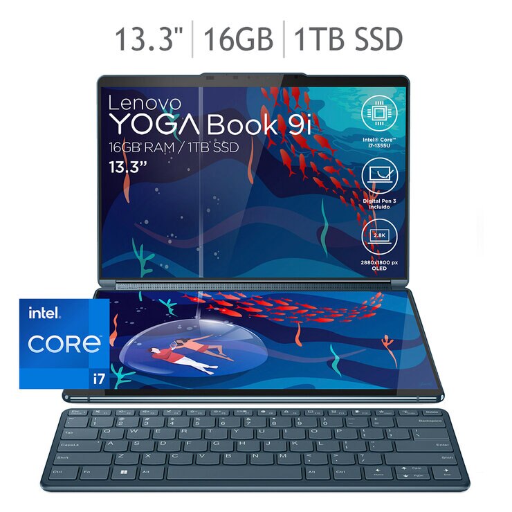 Lenovo Yogabook 9i Laptop Doble Pantalla 13.3" 2.8K OLED Intel Core i7 16GB 1TB SSD — Imagen 1 de 4