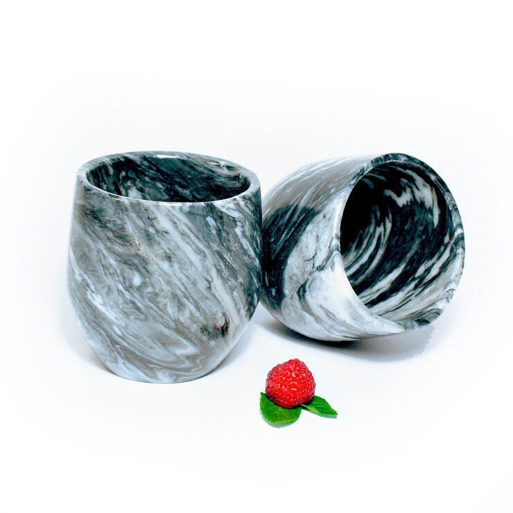 Luhom Juego de Vasos de Mármol 2 piezas — Imagen 3 de 3