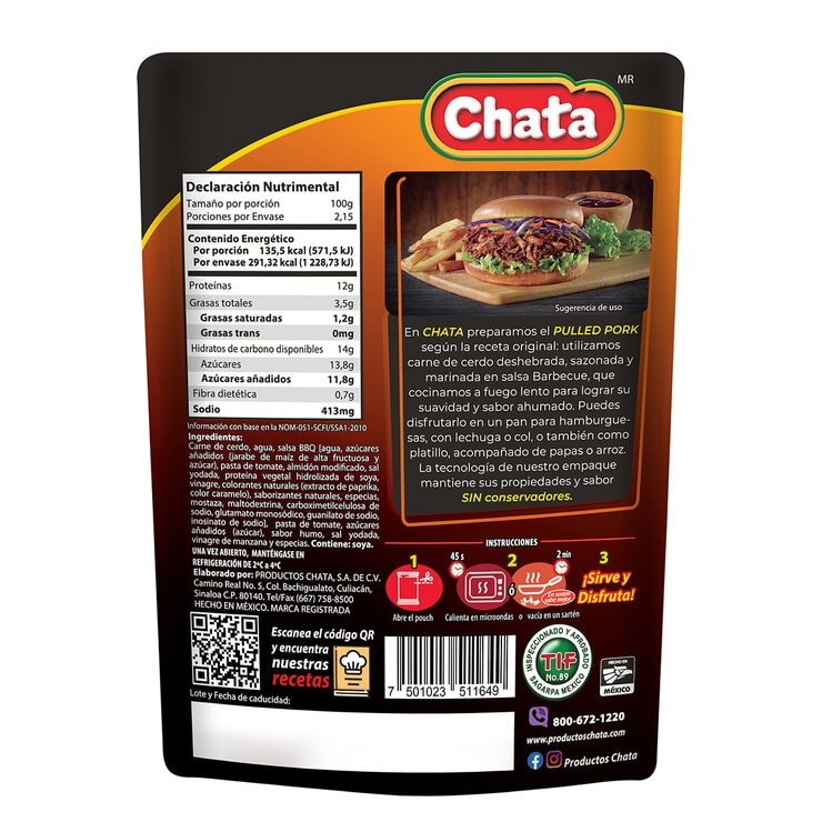 Chata Pulled Pork en Salsa BBQ 4 sobres de 860 g — Imagen 4 de 4
