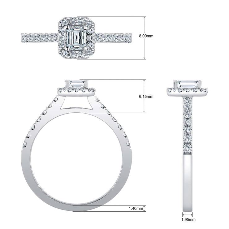 Anillo, 0.75ctw Diamantes, Oro Blanco, 14K — Imagen 2 de 4