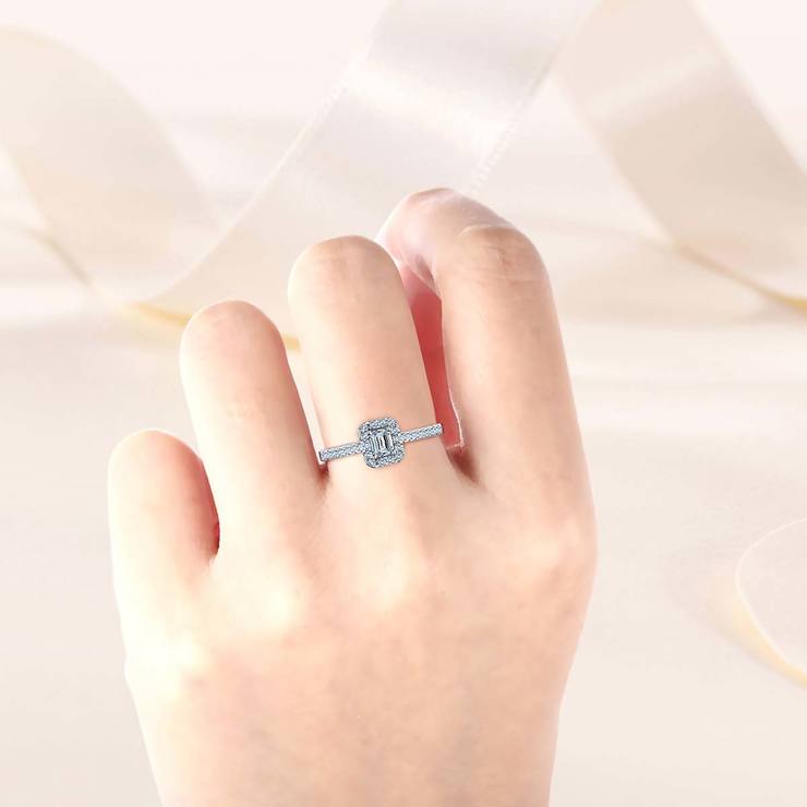 Anillo, 0.75ctw Diamantes, Oro Blanco, 14K — Imagen 3 de 4