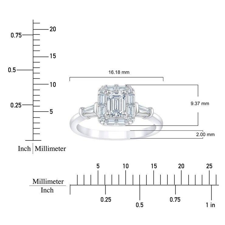 Anillo de Compromiso, 0.98ctw Diamantes, Oro Blanco de 14K — Imagen 3 de 4