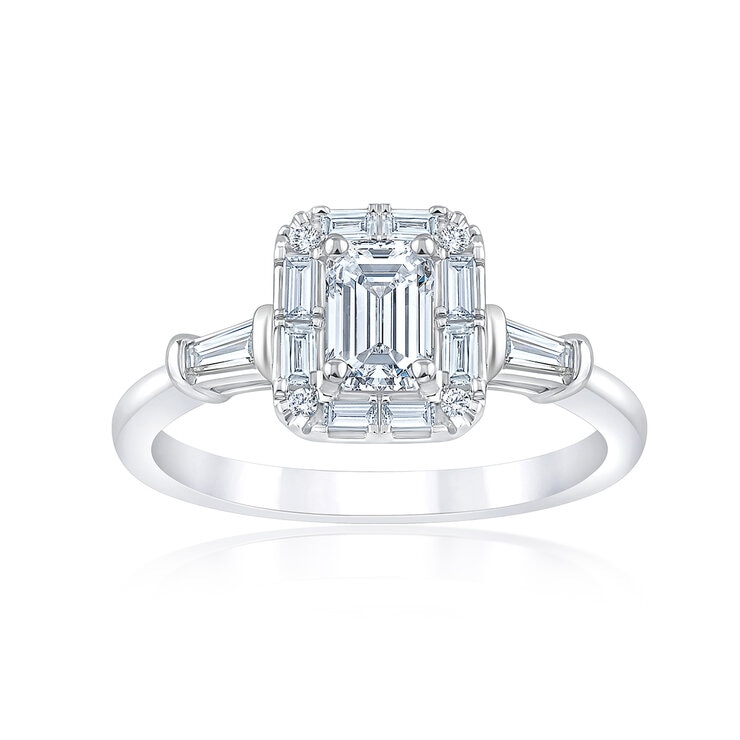 Anillo de Compromiso, 0.98ctw Diamantes, Oro Blanco de 14K — Imagen 1 de 4