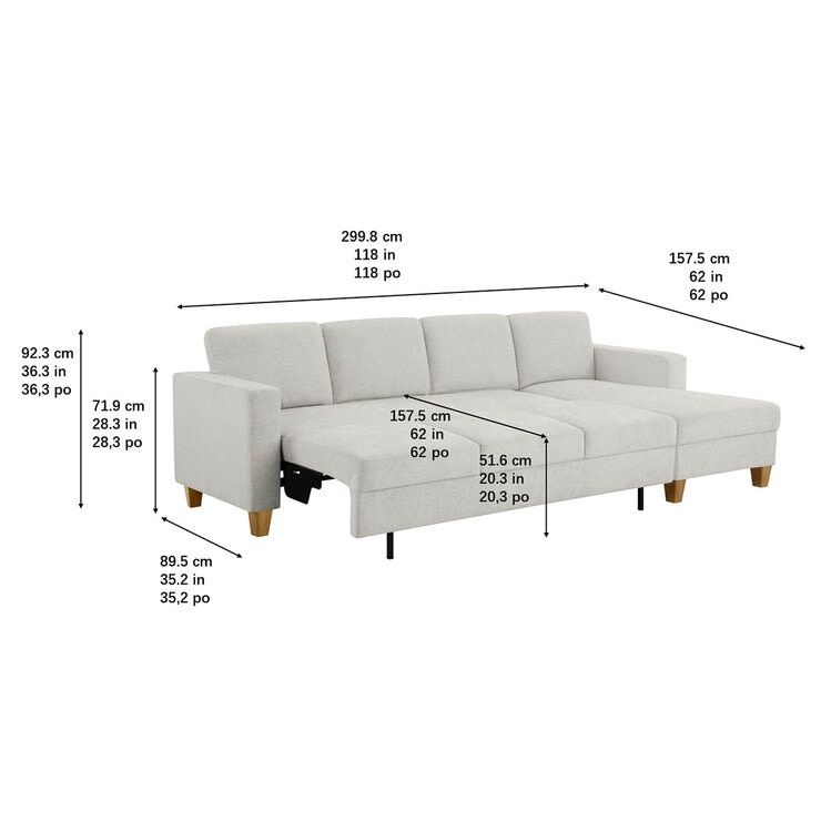 Thomasville, Dillard, Sofá seccional convertible de tela de 2 piezas con sofá tipo chaise — Imagen 3 de 4