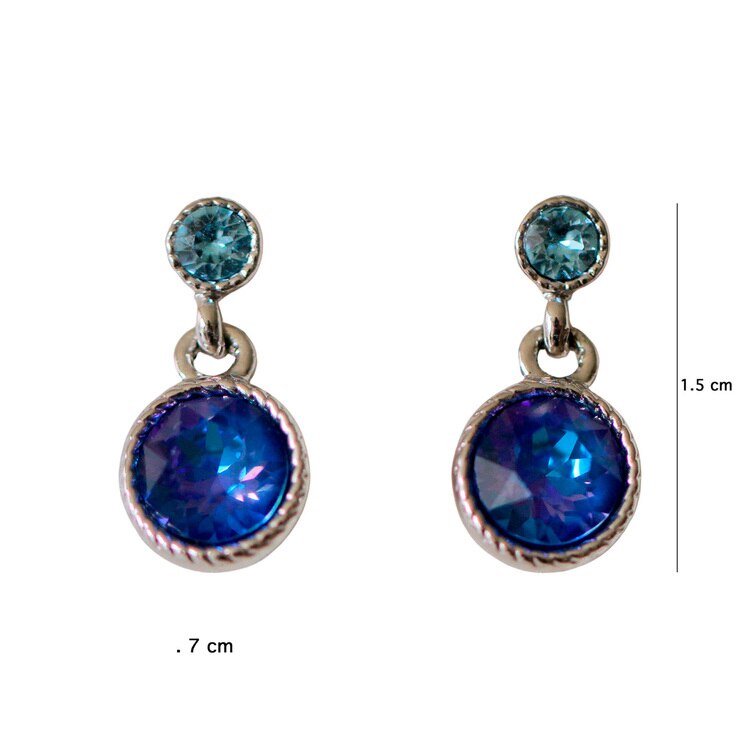 Juego de  Aretes y Collar de Metal con Dije en Forma de Círculo, con  Cristal Austríaco — Imagen 2 de 4