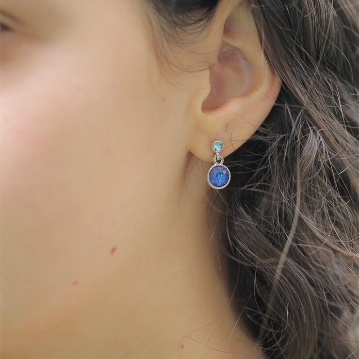 Juego de  Aretes y Collar de Metal con Dije en Forma de Círculo, con  Cristal Austríaco — Imagen 4 de 4