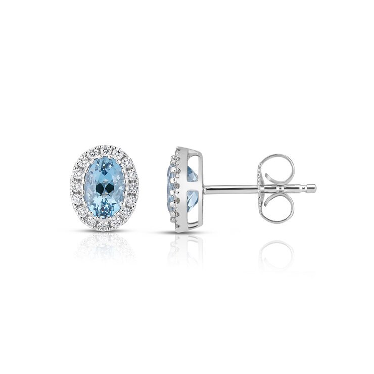 Anillo de Aquamarina con diamantes 0.19ctw, Oro Blanco 14K — Imagen 3 de 4