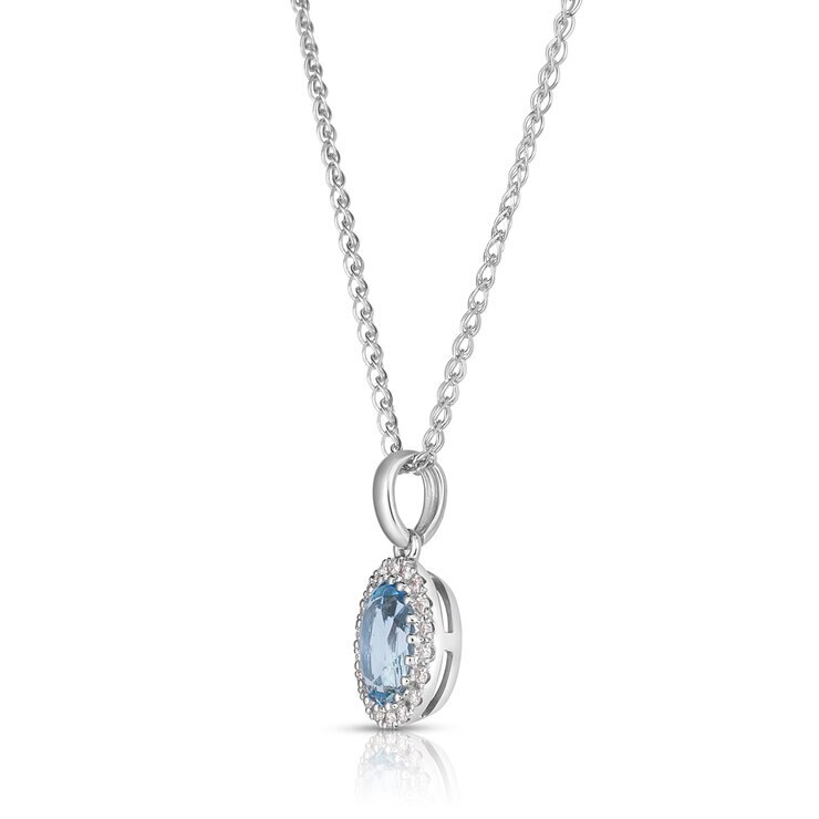 Dije de Aguamarina con Diamantes 0.08ctw, Oro Blanco de 14K — Imagen 1 de 3